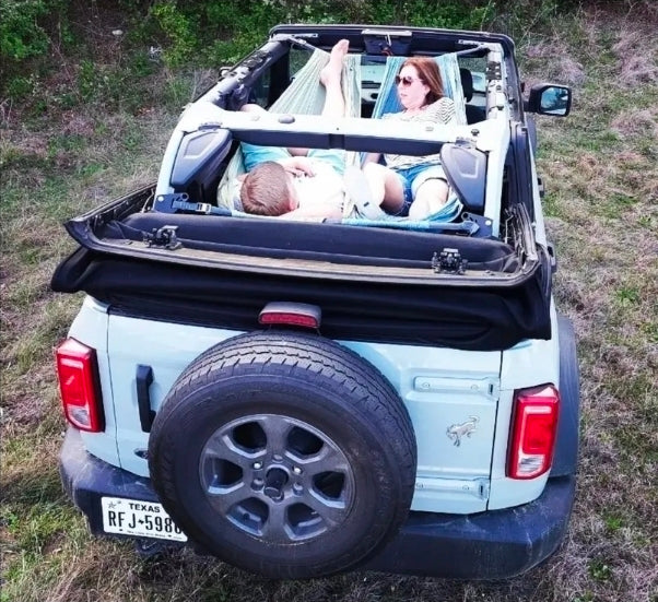 Meraki tandem two-person hammocks installed inside a Gen 6 Ford Bronco 4-Door - photo 2